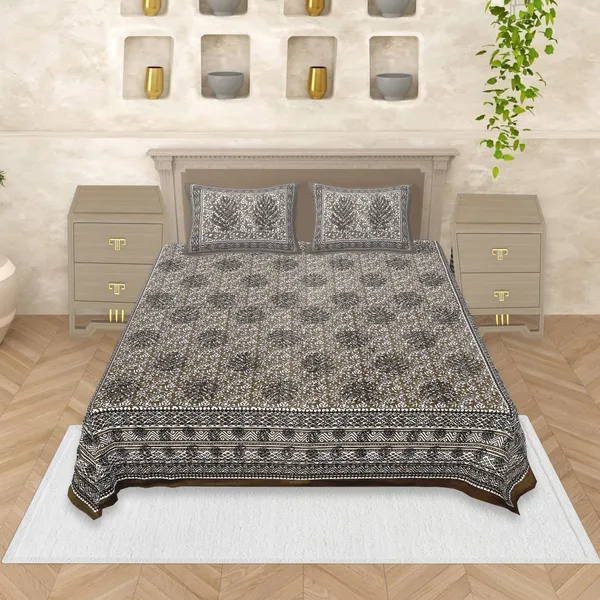 Dabu_BlackCotton_Premium_&_Elegant_Jaipuri_Prints_Bedsheet_(_90"_X_108"_)__With_2_Pillow_Covers_(_17"_X_27"_)_By_Sabhinjo