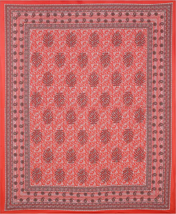 Dabu_Red_Cotton_Premium_&_Elegant_Jaipuri_Prints_Bedsheet_(_90"_X_108"_)__With_2_Pillow_Covers_(_17"_X_27"_)_By_Sabhinjo