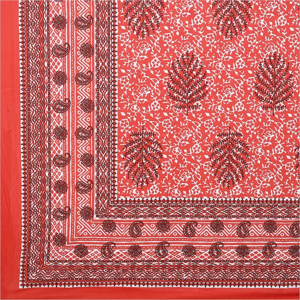 Dabu_Red_Cotton_Premium_&_Elegant_Jaipuri_Prints_Bedsheet_(_90"_X_108"_)__With_2_Pillow_Covers_(_17"_X_27"_)_By_Sabhinjo
