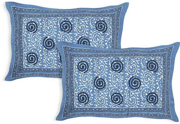 Dabu_Blue_Cotton_Premium_&_Elegant_Jaipuri_Prints_Bedsheet_(_90"_X_108"_)__With_2_Pillow_Covers_(_17"_X_27"_)_By_Sabhinjo