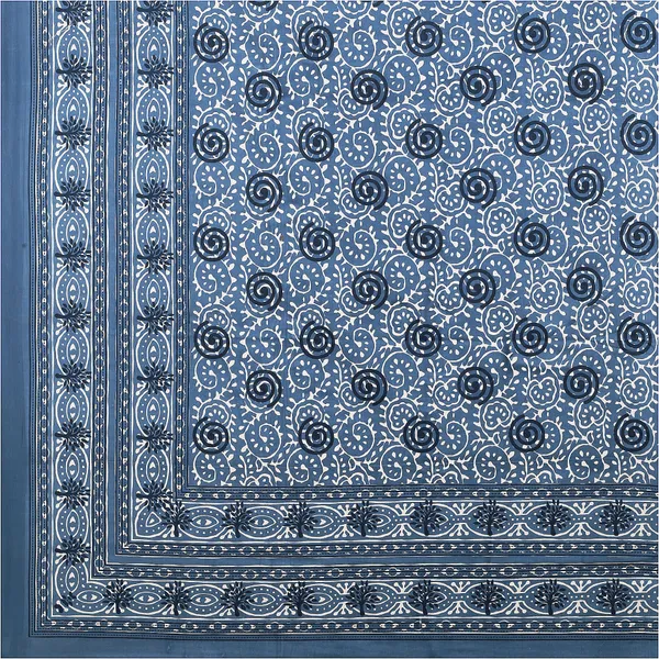 Dabu_Blue_Cotton_Premium_&_Elegant_Jaipuri_Prints_Bedsheet_(_90"_X_108"_)__With_2_Pillow_Covers_(_17"_X_27"_)_By_Sabhinjo