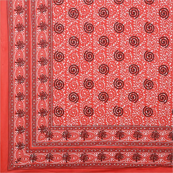 Dabu_Red_Cotton_Premium_&_Elegant_Jaipuri_Prints_Bedsheet_(_90"_X_108"_)__With_2_Pillow_Covers_(_17"_X_27"_)_By_Sabhinjo