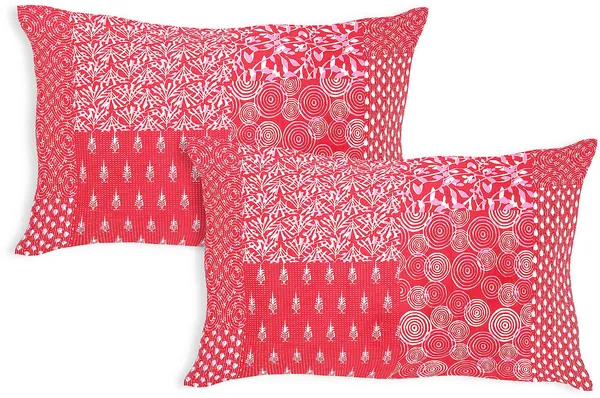 Dabu_Red_Cotton_Premium_&_Elegant_Jaipuri_Prints_Bedsheet_(_90"_X_108"_)__With_2_Pillow_Covers_(_17"_X_27"_)_By_Sabhinjo