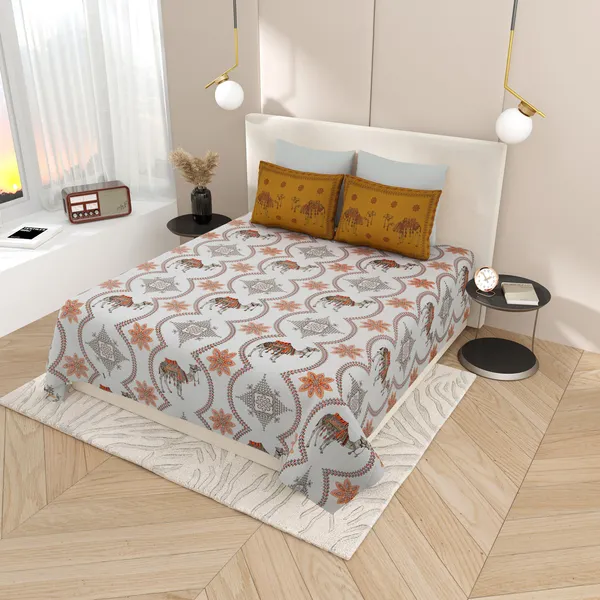 Kashida_Brown__Cotton_Premium_&_Elegant_Animal_King_Size_Bedsheet_(90"X108")__With_2_Pillow_Covers_(_17"_X_27"_)_By_Sabhinjo
