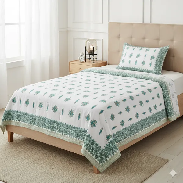 Ananta_Green_Cotton_Premium_&_Elegant_Printed_Single_Dohar_(_60"_X_90"_)By_Sabhinjo