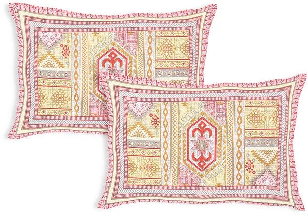 Florina_Red_&_Yellow_Cotton_Premium_&_Elegant_Jaipuri_Prints_Bedsheet_(_90"_X_108"_)__With_2_Pillow_Covers_(_17"_X_27"_)_By_Sabhinjo