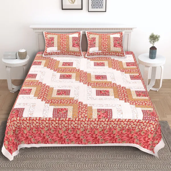 Florina_Red_Cotton_Premium_&_Elegant_Jaipuri_Prints_Bedsheet_(_90"_X_108"_)__With_2_Pillow_Covers_(_17"_X_27"_)_By_Sabhinjo