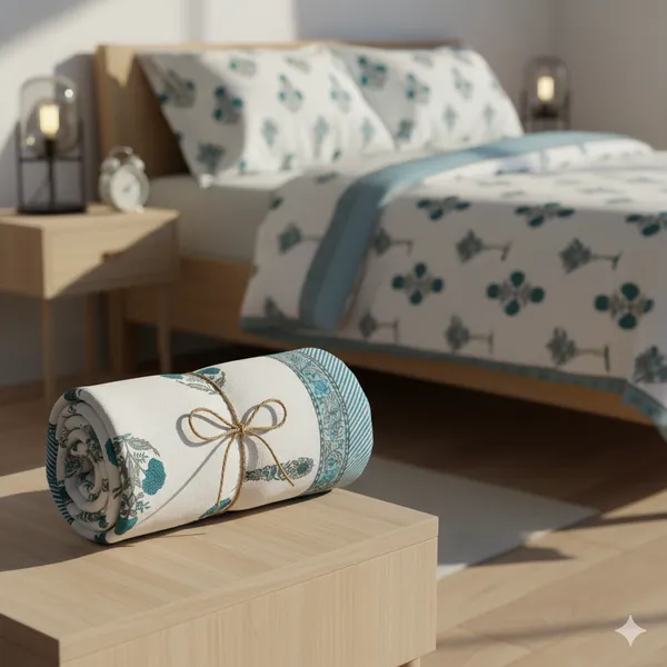 Ananta_Blue_Cotton_Premium_&_Elegant_Printed_Double_Rajai_(_90"_X_108"_)By_Sabhinjo