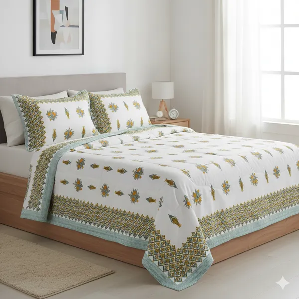 Ananta_Yellow_Cotton_Premium_&_Elegant_Printed_Double_Rajai_(_90"_X_108"_)By_Sabhinjo