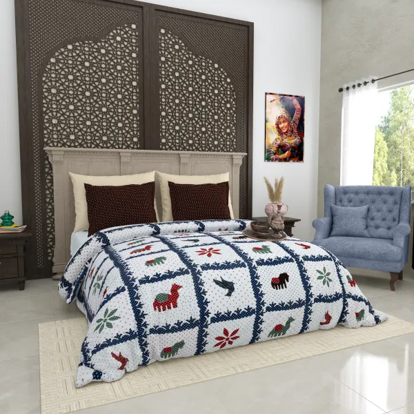 Gujri_Patch_Blue_Cotton_Premium_&_Elegant_Animal_King_Size_Bedsheet_(90"X108")__With_2_Pillow_Covers_(_17"_X_27"_)_By_Sabhinjo