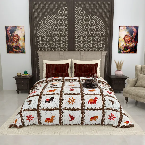 Gujri_Patch_Brown_Cotton_Premium_&_Elegant_Animal_King_Size_Bedsheet_(90"X108")__With_2_Pillow_Covers_(_17"_X_27"_)_By_Sabhinjo