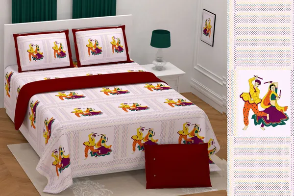Hand_Work_Maroon_Cotton_Premium_&_Elegant_Jaipuri_Prints_King_Size_Bedsheet_(90"X108")__With_2_Pillow_Covers_(_17"_X_27"_)_By_Sabhinjo