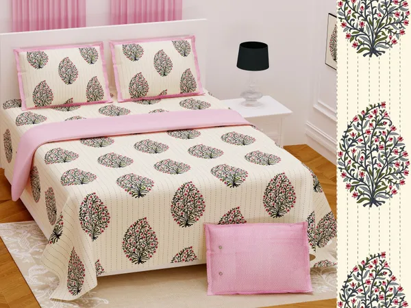 Hand_Work_Pink_Cotton_Premium_&_Elegant_Jaipuri_Prints_King_Size_Bedsheet_(90"X108")__With_2_Pillow_Covers_(_17"_X_27"_)_By_Sabhinjo