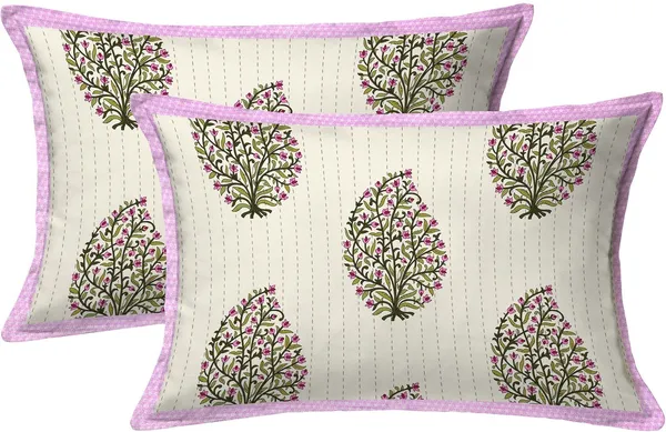 Hand_Work_Lavender_Cotton_Premium_&_Elegant_Jaipuri_Prints_King_Size_Bedsheet_(90"X108")__With_2_Pillow_Covers_(_17"_X_27"_)_By_Sabhinjo