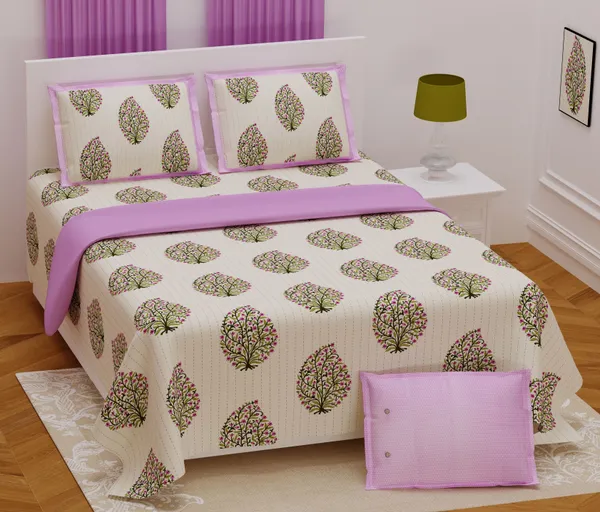 Hand_Work_Lavender_Cotton_Premium_&_Elegant_Jaipuri_Prints_King_Size_Bedsheet_(90"X108")__With_2_Pillow_Covers_(_17"_X_27"_)_By_Sabhinjo