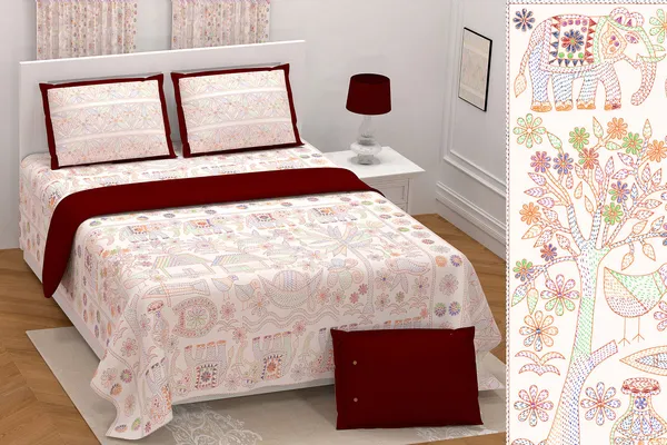 Hand_Work_Maroon_Cotton_Premium_&_Elegant_Jaipuri_Prints_King_Size_Bedsheet_(90"X108")__With_2_Pillow_Covers_(_17"_X_27"_)_By_Sabhinjo