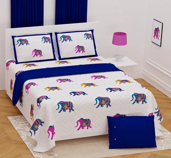 Hand_Work_Blue_Cotton_Premium_&_Elegant_Animal_King_Size_Bedsheet_(90"X108")__With_2_Pillow_Covers_(_17"_X_27"_)_By_Sabhinjo