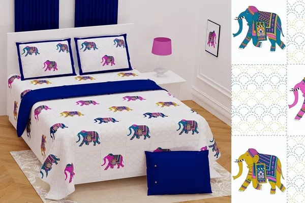 Hand_Work_Blue_Cotton_Premium_&_Elegant_Animal_King_Size_Bedsheet_(90"X108")__With_2_Pillow_Covers_(_17"_X_27"_)_By_Sabhinjo