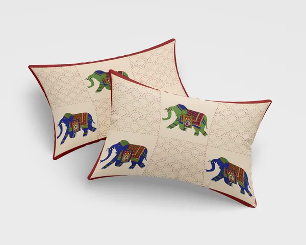 Hand_Work_RED_Cotton_Premium_&_Elegant_Animal_King_Size_Bedsheet_(90"X108")_With_2_Pillow_Covers_(_17"_X_27"_)_By_Sabhinjo