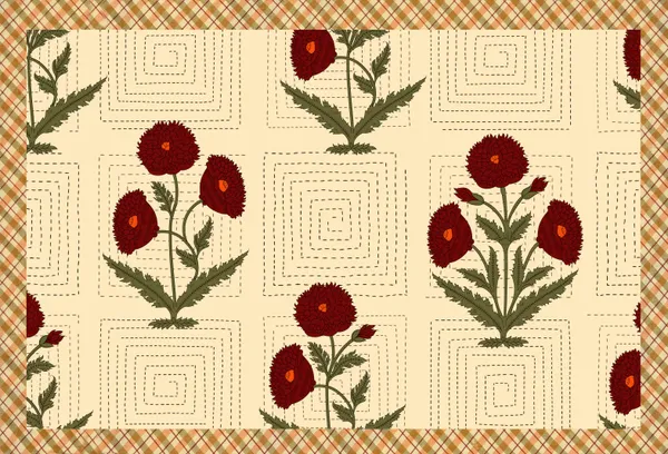 Hand_Work_Red_Cotton_Premium_&_Elegant_Floral_King_Size_Bedsheet_(90"X108")__With_2_Pillow_Covers_(_17"_X_27"_)_By_Sabhinjo