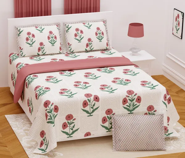 Hand_Work_Pink_Cotton_Premium_&_Elegant_Floral_King_Size_Bedsheet_(90"X108")__With_2_Pillow_Covers_(_17"_X_27"_)_By_Sabhinjo
