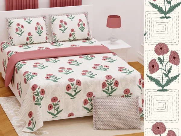 Hand_Work_Pink_Cotton_Premium_&_Elegant_Floral_King_Size_Bedsheet_(90"X108")__With_2_Pillow_Covers_(_17"_X_27"_)_By_Sabhinjo