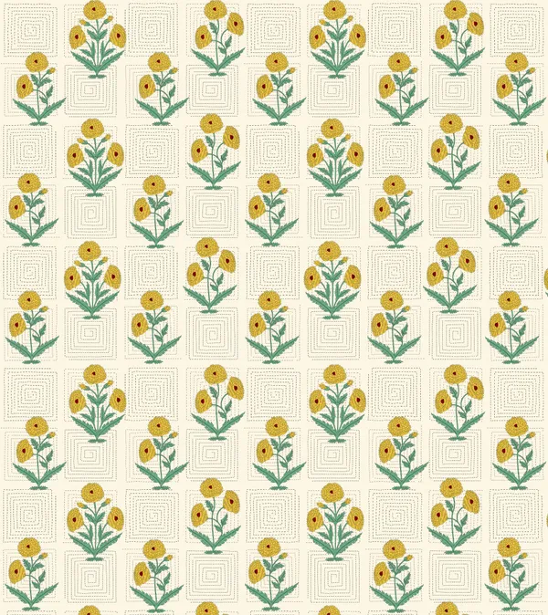 Hand_Work_Yellow_Cotton_Premium_&_Elegant_Floral_King_Size_Bedsheet_(90"X108")__With_2_Pillow_Covers_(_17"_X_27"_)_By_Sabhinjo