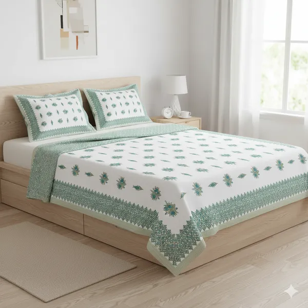 Ananta_Green_Cotton_Premium_&_Elegant_Printed_Double_Dohar_(_90"_X_108"_)By_Sabhinjo