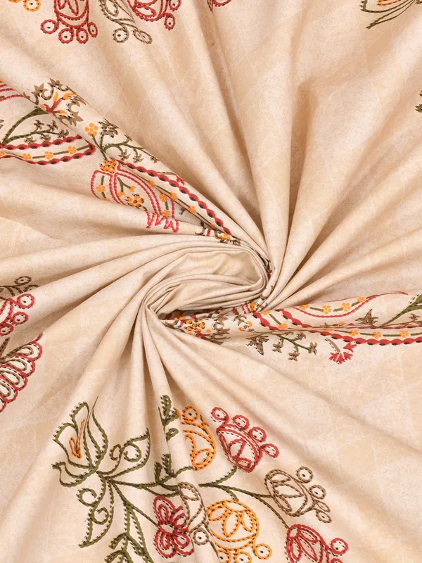 Kashida_Brown_Cotton_Premium_&_Elegant_Floral_King_Size_Bedsheet_(90"X108")_With_2_Pillow_Covers_(_17"_X_27")_By_Sabhinjo