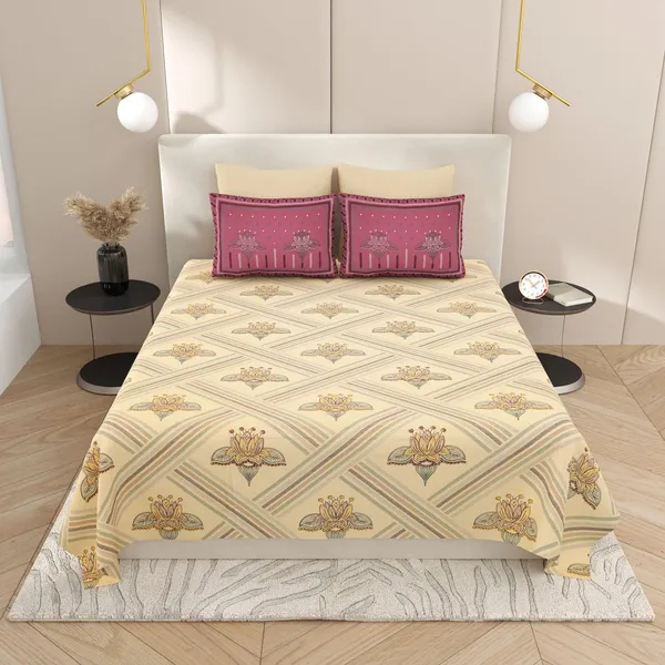 Multicolor_Cotton_Premium_&_Elegant_Floral_Bedsheet_(_275_X_275_)_Cm_With_Pillow_Cover_(_45_X_71_)_Cm