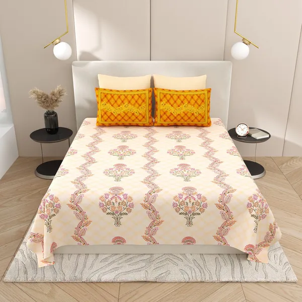 Kashida_Yellow_Cotton_Premium_&_Elegant_Floral_King_Size_Bedsheet_(90"X108")_With_2_Pillow_Covers_(_17"_X_27"_)_By_Sabhinjo