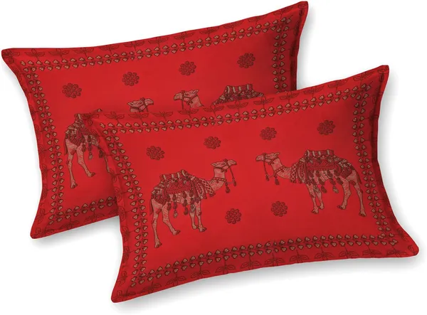Kashida_Red_Cotton_Premium_&_Elegant_Animal_King_Size_Bedsheet_(90"X108")__With_2_Pillow_Covers_(_17"_X_27"_)_By_Sabhinjo