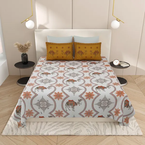 Kashida_Brown__Cotton_Premium_&_Elegant_Animal_King_Size_Bedsheet_(90"X108")__With_2_Pillow_Covers_(_17"_X_27"_)_By_Sabhinjo