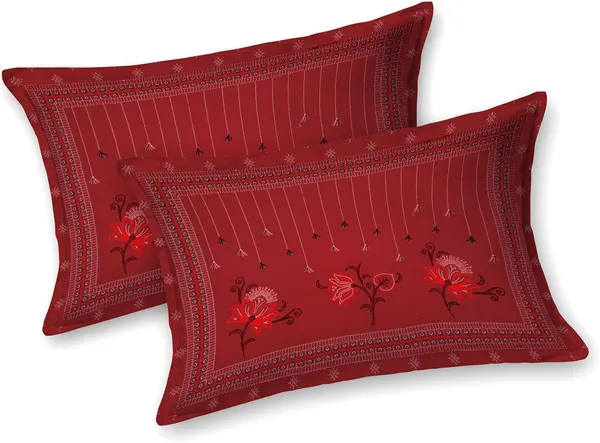 Kashida_Brown_&_Red_Cotton_Premium_&_Elegant_Floral_King_Size_Bedsheet_(90"X108")__With_2_Pillow_Covers_(_17"_X_27"_)_By_Sabhinjo
