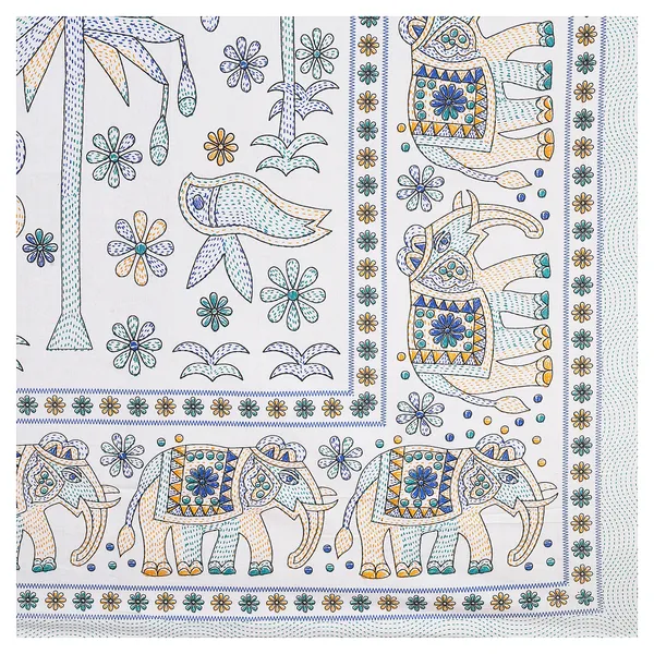 Kathakashida_green_elegant_thread_print_double_king_size_bedsheet_(90"X108")_with_2_pillow_covers_(17"X27")_By_Sabhinjo