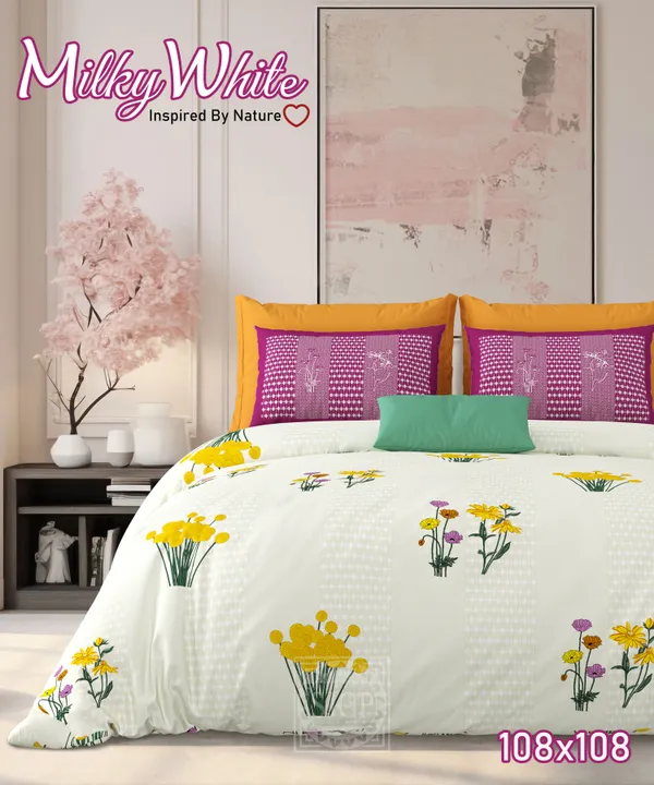 Milky_White_Beige_&_Pink_Cotton_Premium_&_Elegant_Printed_King_Size_Bedsheet_(90"X108")__With_2_Pillow_Covers_(_17"_X_27"_)_By_Sabhinjo