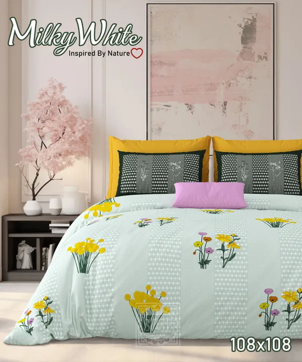 Milky_White_Green_Cotton_Premium_&_Elegant_Printed_King_Size_Bedsheet_(90"X108")__With_2_Pillow_Covers_(_17"_X_27"_)_By_Sabhinjo