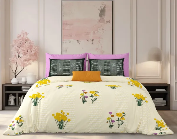 Milky_White_Yellow_&_Black_Cotton_Premium_&_Elegant_Printed_King_Size_Bedsheet_(90"X108")__With_2_Pillow_Covers_(_17"X_27"_)_By_Sabhinjo
