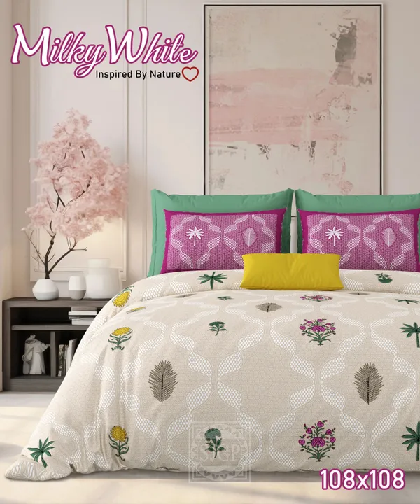 Milky_White_Brown_&_Pink_Cotton_Premium_&_Elegant_Printed_King_Size_Bedsheet_(90"X108")__With_2_Pillow_Covers_(_17"_X_27")_By_Sabhinjo