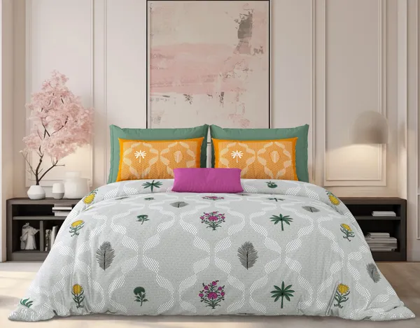 Milky_White_Grey_&_Yellow_Cotton_Premium_&_Elegant_Printed_King_Size_Bedsheet_(90"X108")__With_2_Pillow_Covers_(_17"_X_27"_)_By_Sabhinjo