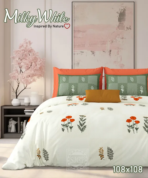 Milky_White_Green_Cotton_Premium_&_Elegant_Printed_King_Size_Bedsheet(108"X108")_With_2_Pillow_Covers_(_17"_X_27"_)_By_Sabhinjo