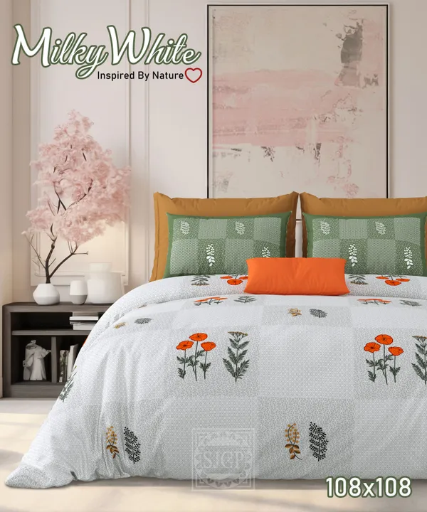 Milky_White_Grey_&_Green_Cotton_Premium_&_Elegant_Printed_King_Size_Bedsheet_(90"X108")__With_2_Pillow_Covers_(_17"_X_27"_)_by_Sabhinjo