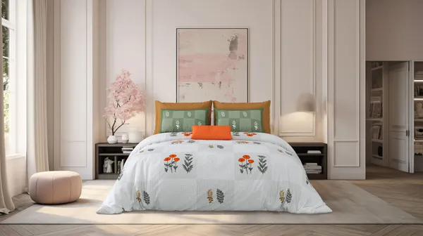 Milky_White_Grey_&_Green_Cotton_Premium_&_Elegant_Printed_King_Size_Bedsheet_(90"X108")__With_2_Pillow_Covers_(_17"_X_27"_)_by_Sabhinjo