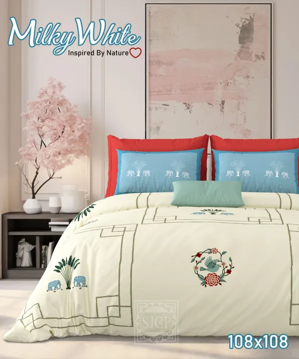 Milky_White_Green_&_Blue_Cotton_Premium_&_Elegant_Printed_King_Size_Bedsheet_(90"X108")_With_2_Pillow_Covers_(_17"_X_27"_)_By_Sabhinjo