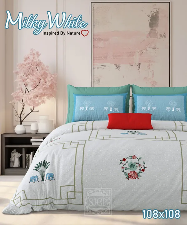 Milky_White_Grey_&_Blue_Cotton_Premium_&_Elegant_Printed_King_Size_Bedsheet_(90"X108")__With_2_Pillow_Covers_(_17"_X_27"_)_By_Sabhinjo