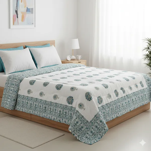 Ananta_Blue_Cotton_Premium_&_Elegant_Printed_Double_Rajai_(_90"_X_108"_)By_Sabhinjo