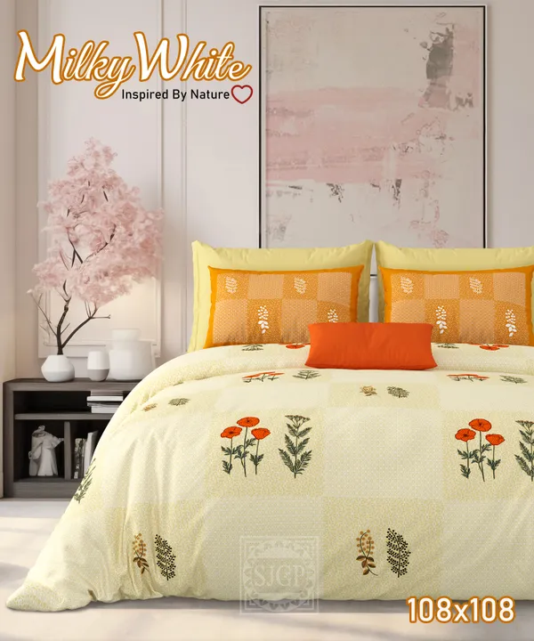 Milky_White_Yellow_Cotton_Premium_&_Elegant_Printed_King_Size_Bedsheet_(90"X108")__With_2_Pillow_Covers_(_17"_X_27"_)_By_Sabhinjo