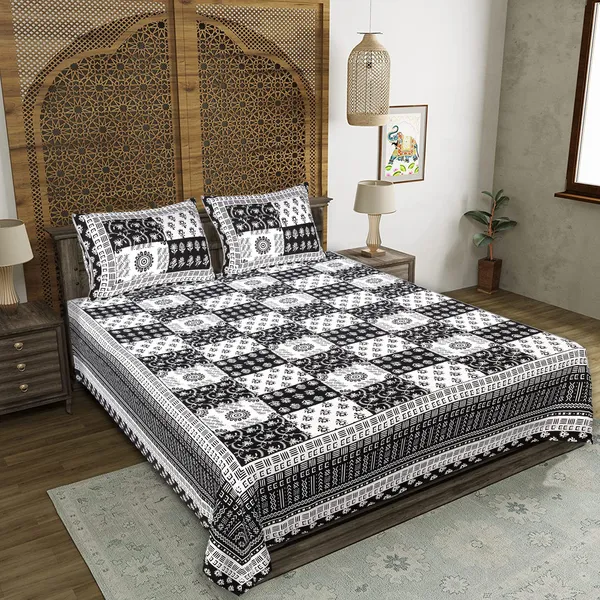 Warli_Black_Cotton_Premium_&_Elegant_Printed_Bedsheet_(_90"_X_108"_)__With_2_Pillow_Covers_(_17"_X_27"_)_By_Sabhinjo