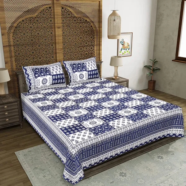 Warli_Blue_Cotton_Premium_&_Elegant_Printed_Bedsheet_(_90"_X_108"_)__With_2_Pillow_Covers_(_17"_X_27"_)_By_Sabhinjo