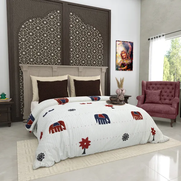 Gujri_Patch_Maroon_Cotton_Premium_&_Elegant_Animal_King_Size_Bedsheet_(90"X108")__With_2_Pillow_Covers_(_17"_X_27"_)_By_Sabhinjo